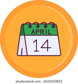 14th of April Line vector Icon Design