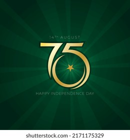 14th august 75 year jashn-e-azadi. Happy independence day Pakistan. Vector illustration.