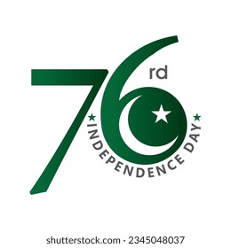 14th august 76 year jashn-e-azadi. Happy independence day Pakistan. Vector illustration.