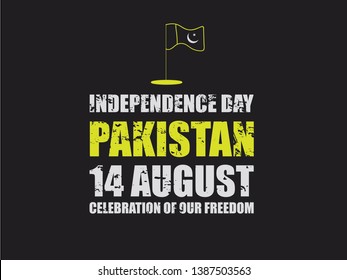 14th August Celebrating Pakistan Independence, Typographic emblems & badge, Vector illustration