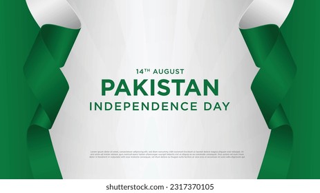 14th August happy independence day Pakistan with waving flag. vector illustration design