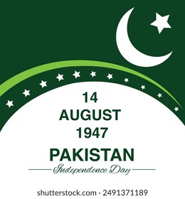 14th August Happy Independence Day Pakistan greeting design. Happy Independence day pakistan 14th August