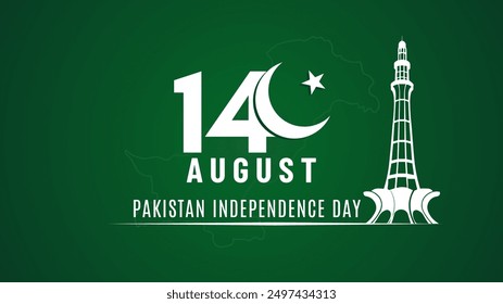 14th August happy independence day Pakistan vector illustration design