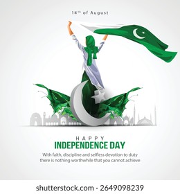 14th august happy independence day Pakistan 78 years logo greetings. abstract vector illustration design.