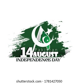 14th August independence day of Pakistan with waving flag and monuments 