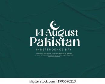 14th August of Independence Day of Pakistan, holiday and people silhouettes with Pakistan flag