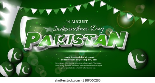 14th August of Independence Day of Pakistan. Banner, poster template design.