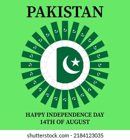 14th August of Independence Day of Pakistan,celebration banner.Vector illustration.