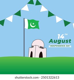 14th august jashn-e-azadi. Happy independence day Pakistan Vector illustration poster design 