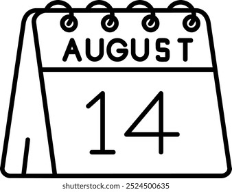 14th of August Line vector Icon Design