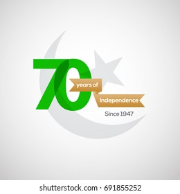 14th of August . Pakistan 70th Independence Day Vector Label/banner