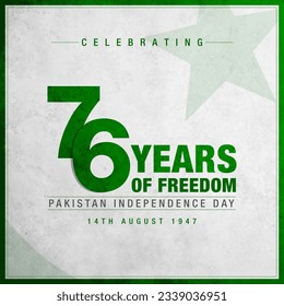 14th August Pakistan Independence. Celebrating 76 years of freedom. Vector illustration