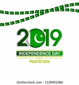 14th of August Pakistan Independence Day with 2019 typography