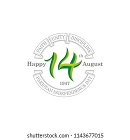 14th August pakistan independence day Logo, Typographic emblems & badge with white background, Vector illustration