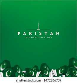 14th of august pakistan independence day celebration card, Happy Pakistan's independence day 14th of august 1947. flag of pakistan brush design Vector Illustration