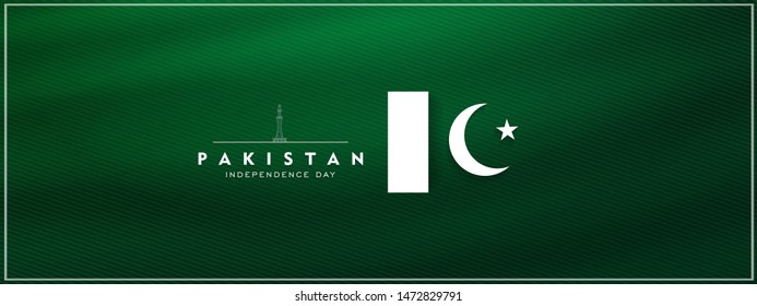 14th of august pakistan independence day celebration card, Happy Pakistan's independence day 14th of august 1947. flag of pakistan brush design Vector Illustration