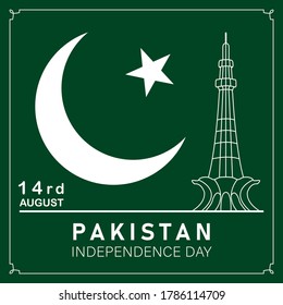 14th August Pakistan Independence Day. Pakistan's independence day 14th of august 1947. Vector illustration.
