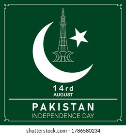 14th August Pakistan Independence Day. Pakistan's independence day 14th of august 1947. Vector illustration.