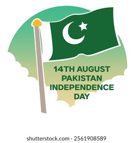 14th August Pakistan independence day, Pakistan 
Flag vector illustration