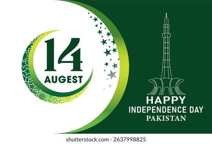 14th August Pakistan Independence Day. Pakistan's independence day 14th of august 1947. Vector illustration.