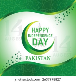 14th August Pakistan Independence Day. Pakistan's independence day 14th of august 1947. Vector illustration.