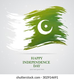 14th of August. Pakistan Independence Day. hand drawn watercolor flag Celebration Background. Vector Illustration