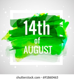 14th of August .Pakistan Independence Day Watercolor vector label/banner