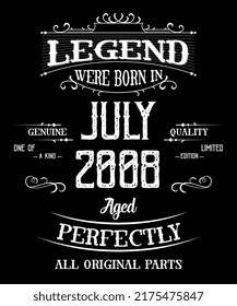 14th Birthday Vintage Legends Born In July 2008 14 Years Old