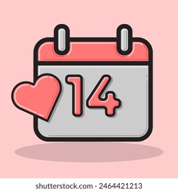 14th calendar icon with heart