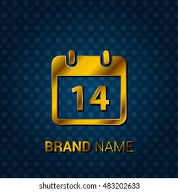 14th Calendar Royal Golden & Blue Metallic Premium Corporate Logo / Icon