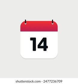 14th day of the month calendar. Vector icon