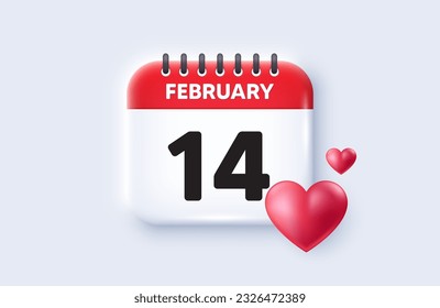 14th day of the month icon. Calendar date 3d icon. Event schedule date. Meeting appointment time. 14th day of February month. Calendar event reminder date. Vector