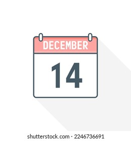 14th December calendar icon. December 14 calendar Date Month icon vector illustrator