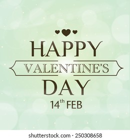 14th Feb, Happy Valentines Day celebration love greeting card with hearts on shiny background.