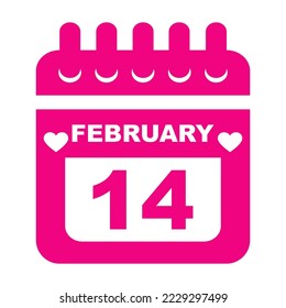 14th February calendar icon. February 14 calendar Date Month icon vector illustrator