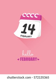 14th february on calendar for valentine concept.