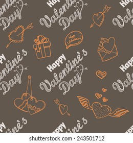 14th February seamless pattern. Happy Valentine`s Day elements