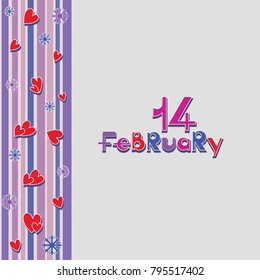 THE 14TH OF FEBRUARY. St. Valentine's Day. Postcard, banner, poster. The design of the congratulations for Valentine's Day.