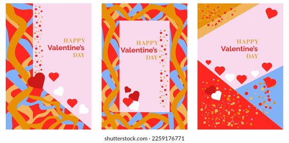 The 14th of February. Valentine's Day, abstract postcard. Bright postcards with red and white hearts. Special offer for Valentine's Day. Banner template. 