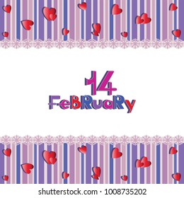 14TH OF FURNITURE. Valentine's Day. Postcard, banner, poster. The design of the congratulations for Valentine's Day.