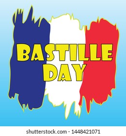 14th July Bastille Day of France Announcement Celebration Message Vector Design