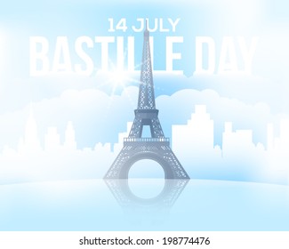 14th July Bastille Day of France Announcement Celebration Message Poster, Flyer, Card, Background Vector Design