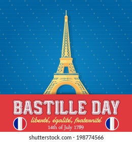 14th July Bastille Day of France Announcement Celebration Message Poster, Flyer, Card, Background Vector Design