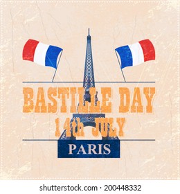 14th July Bastille Day of France Announcement Celebration Message Poster, Flyer, Card, Background Vector Design