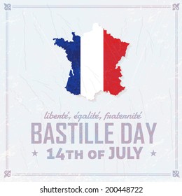 14th July Bastille Day of France Announcement Celebration Message Poster, Flyer, Card, Background Vector Design