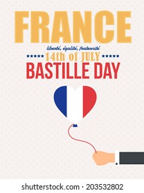 14th July Bastille Day of France Announcement Celebration Message Poster, Flyer, Card, Background Vector Design