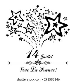 14th July Bastille Day of France. Happy independence day card. Celebration background with firework and place for your text. vector illustration 