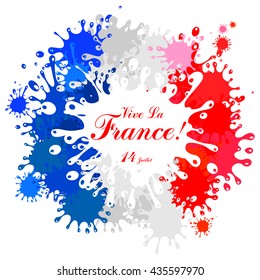 14th July Bastille Day of France. Happy independence day card. Celebration blue background with firework and place for your text. vector illustration 