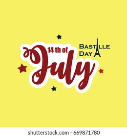 14th of July Bastille Day Logo Vector Template