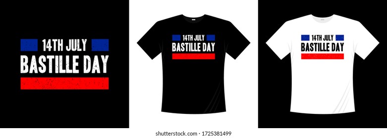 14th july bastille day typography t-shirt design